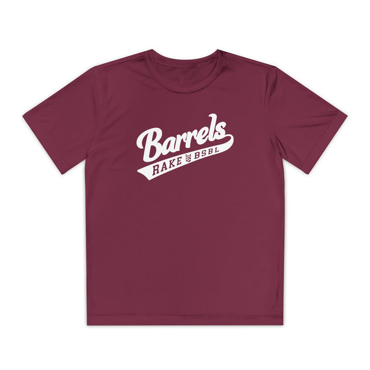 Kids Barrels Dry Fit Tee - Rake Baseball Company - RAKE BASEBALL | BASEBALL T-SHIRT | BASEBALL CLOTHING | GOOD VIBES ONLY