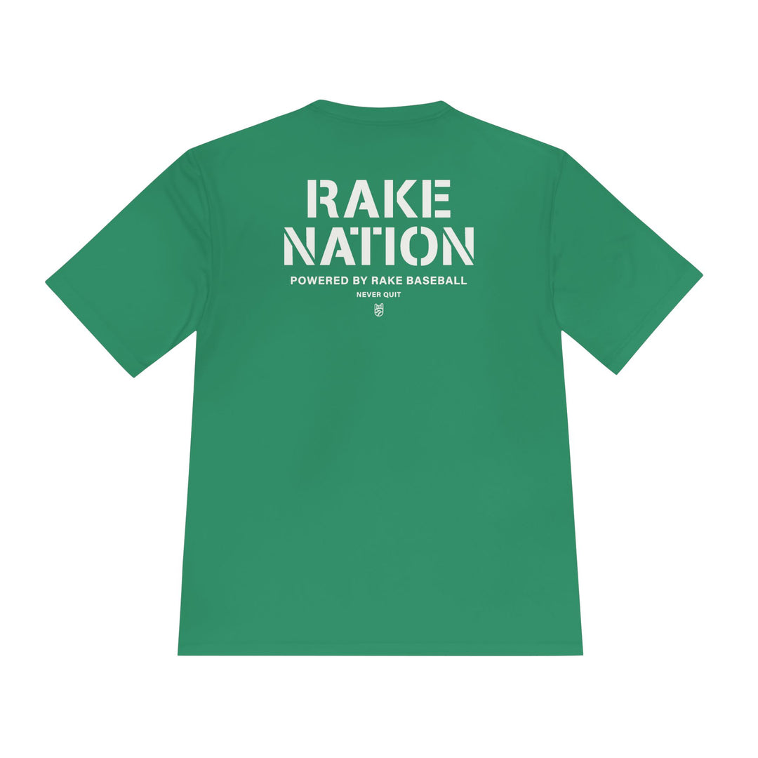 Rake Nation Dry Fit Tee - Rake Baseball Company - RAKE BASEBALL | BASEBALL T-SHIRT | BASEBALL CLOTHING | GOOD VIBES ONLY