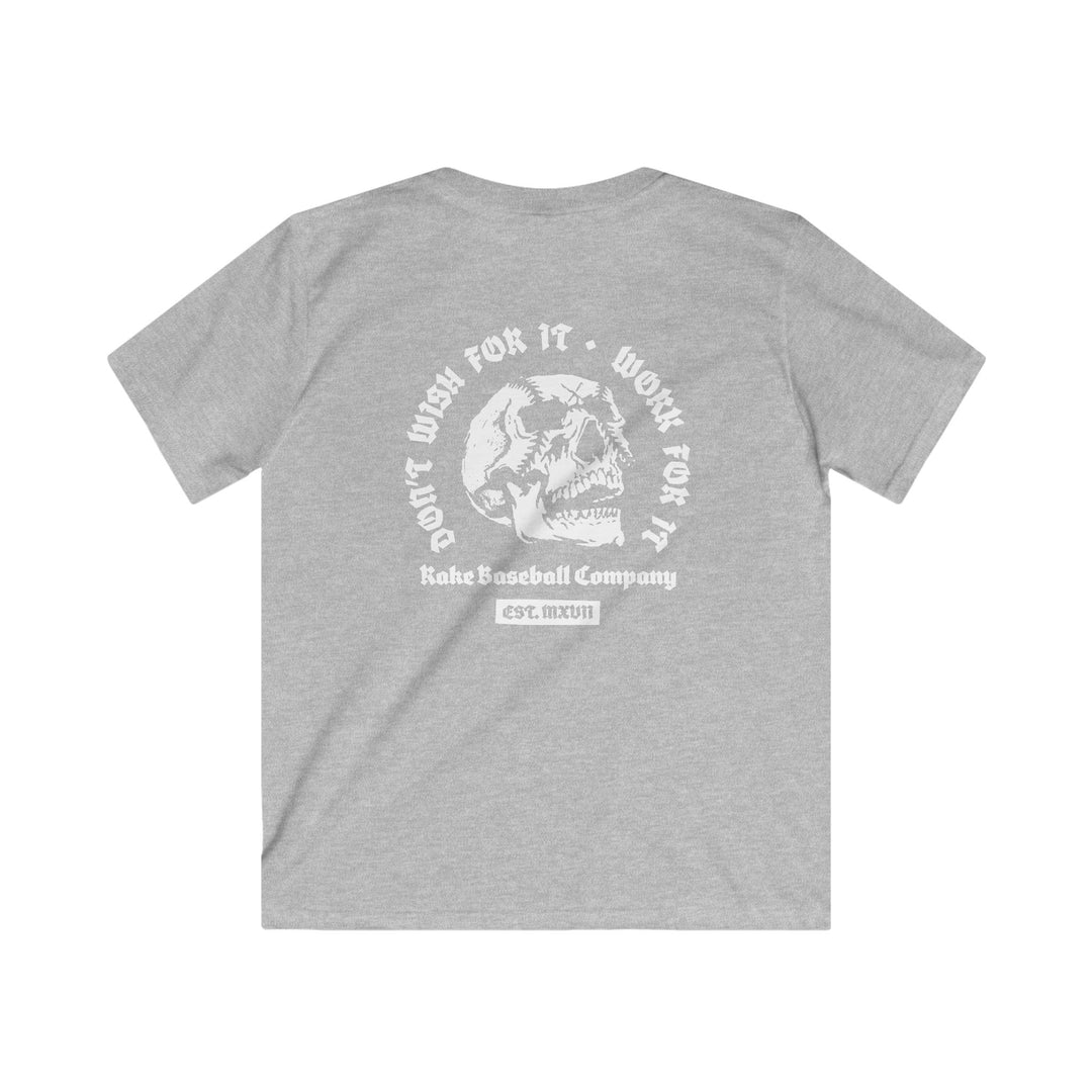 Kids Skull Work For It Tee - Rake Baseball Company - RAKE BASEBALL | BASEBALL T-SHIRT | BASEBALL CLOTHING | GOOD VIBES ONLY