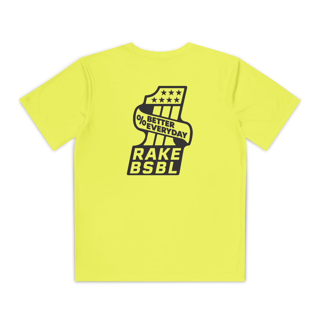 Kids One Percent Better Dry Fit Tee - Rake Baseball Company - RAKE BASEBALL | BASEBALL T-SHIRT | BASEBALL CLOTHING | GOOD VIBES ONLY