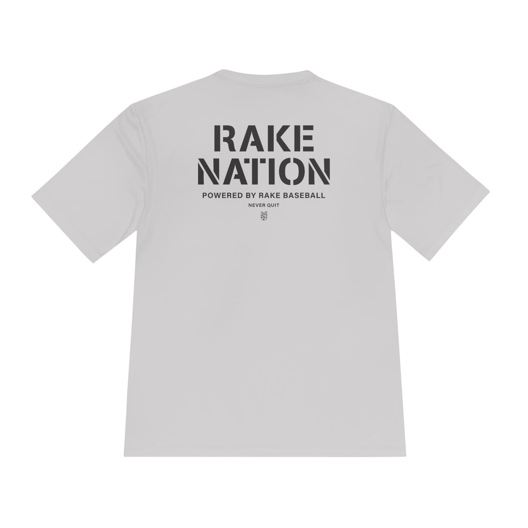 Rake Nation Dry Fit Tee - Rake Baseball Company - RAKE BASEBALL | BASEBALL T-SHIRT | BASEBALL CLOTHING | GOOD VIBES ONLY