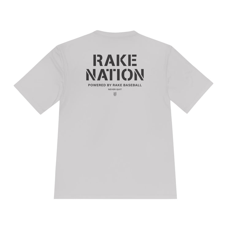 Rake Nation Dry Fit Tee - Rake Baseball Company - RAKE BASEBALL | BASEBALL T-SHIRT | BASEBALL CLOTHING | GOOD VIBES ONLY