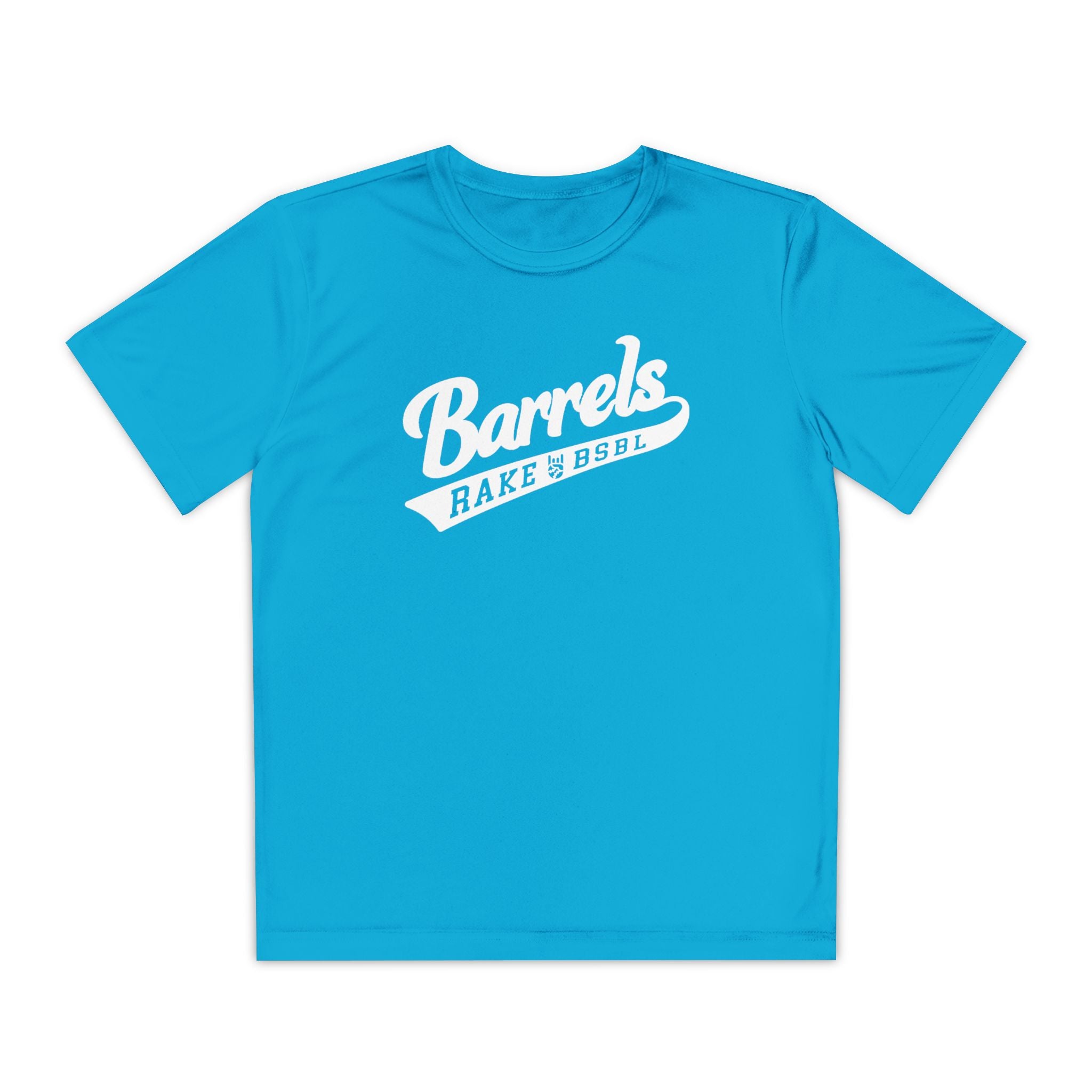 Kids Barrels Dry Fit Tee - Rake Baseball Company - RAKE BASEBALL | BASEBALL T-SHIRT | BASEBALL CLOTHING | GOOD VIBES ONLY