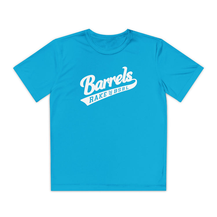 Kids Barrels Dry Fit Tee - Rake Baseball Company - RAKE BASEBALL | BASEBALL T-SHIRT | BASEBALL CLOTHING | GOOD VIBES ONLY