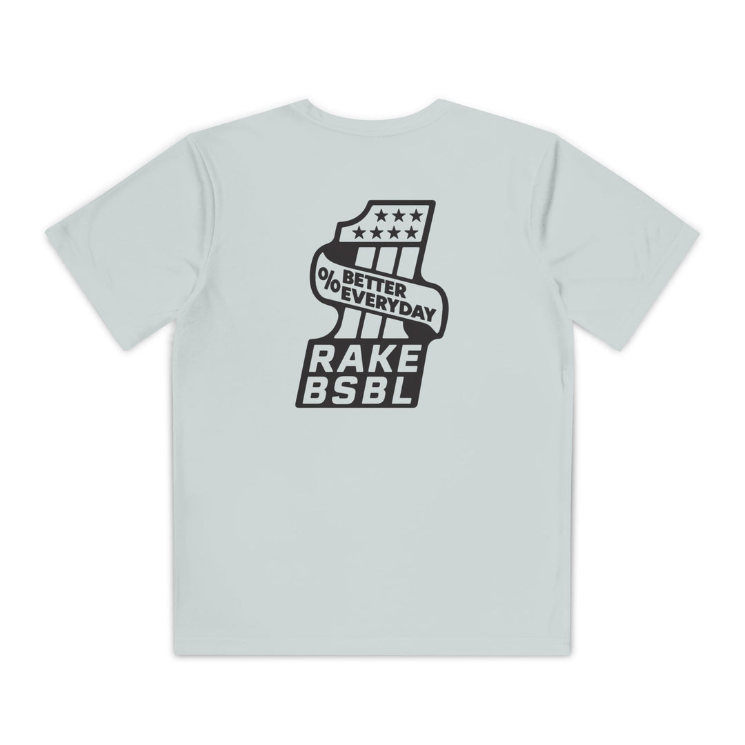 Kids One Percent Better Dry Fit Tee - Rake Baseball Company - RAKE BASEBALL | BASEBALL T-SHIRT | BASEBALL CLOTHING | GOOD VIBES ONLY