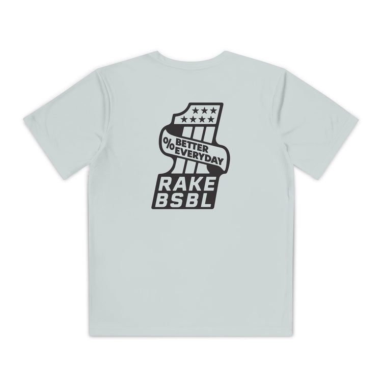 Kids One Percent Better Dry Fit Tee - Rake Baseball Company - RAKE BASEBALL | BASEBALL T-SHIRT | BASEBALL CLOTHING | GOOD VIBES ONLY
