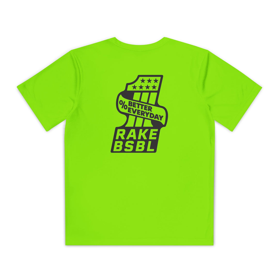 Kids One Percent Better Dry Fit Tee - Rake Baseball Company - RAKE BASEBALL | BASEBALL T-SHIRT | BASEBALL CLOTHING | GOOD VIBES ONLY