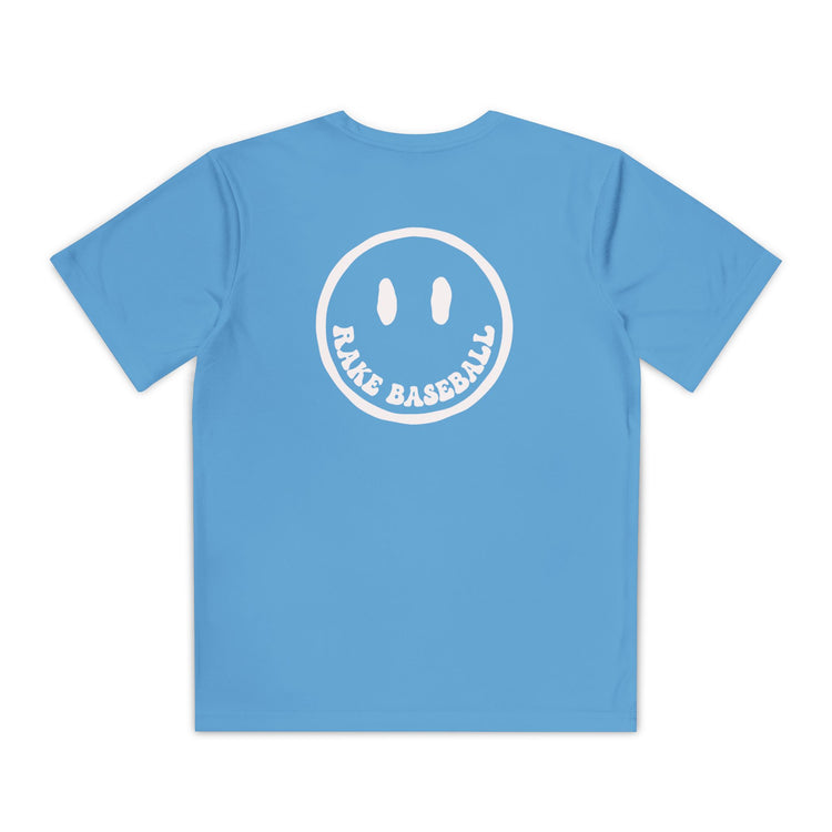 Kids Rake Smile Dry Fit Tee - Rake Baseball Company - RAKE BASEBALL | BASEBALL T-SHIRT | BASEBALL CLOTHING | GOOD VIBES ONLY