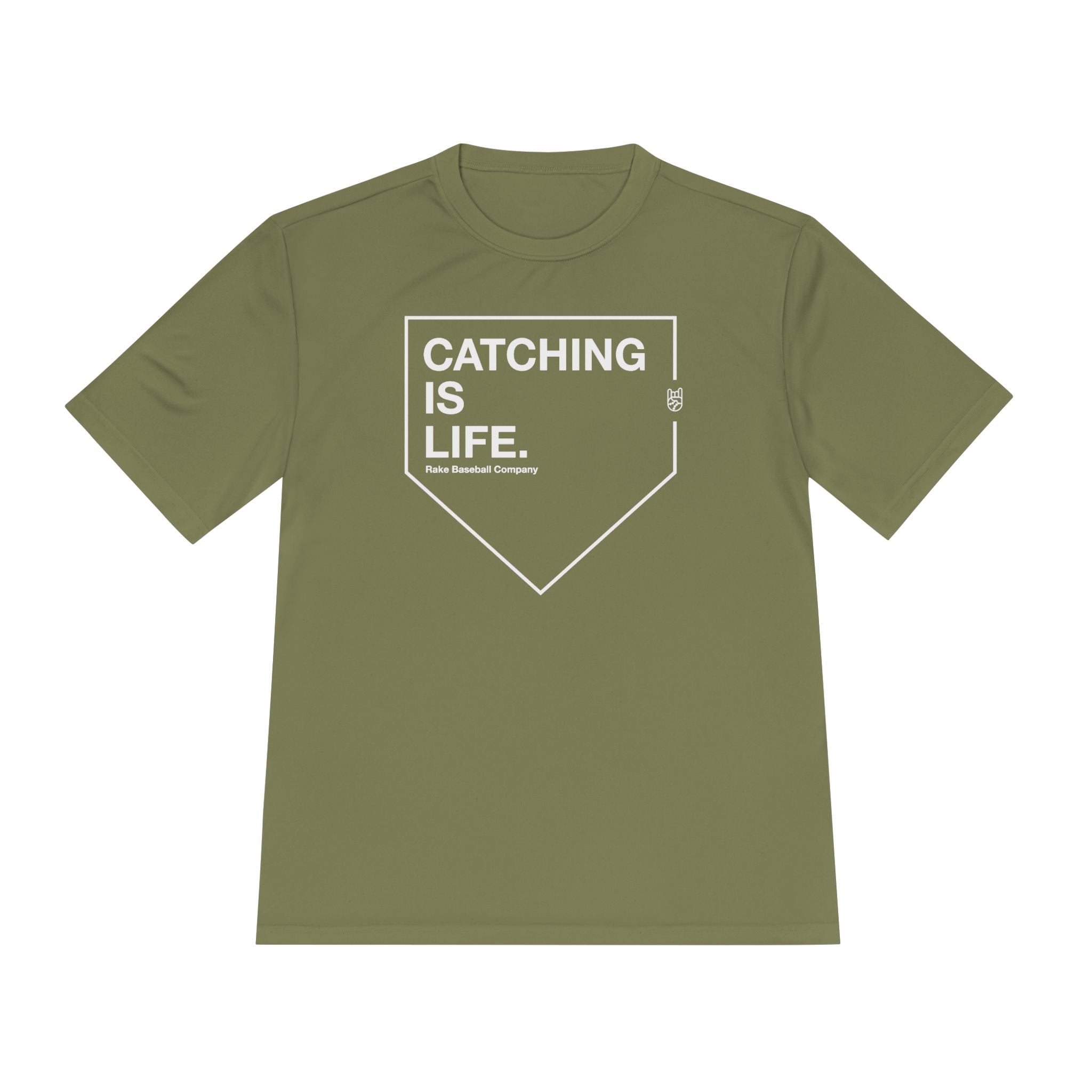 Catching Is Life Dry Fit Tee - Rake Baseball Company - RAKE BASEBALL | BASEBALL T-SHIRT | BASEBALL CLOTHING | GOOD VIBES ONLY