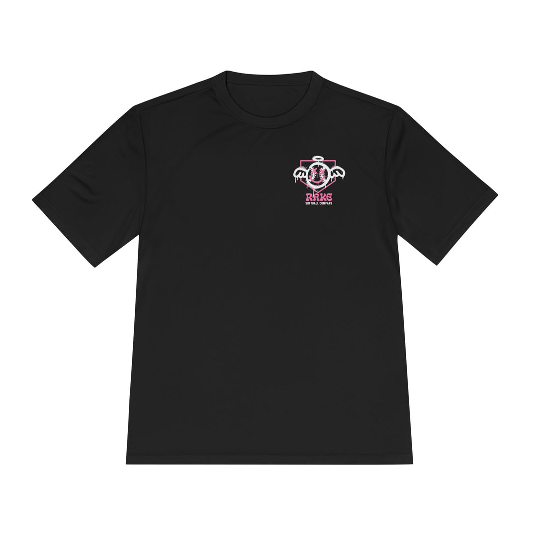 She Angel Drip Softball Dry Fit Tee - Rake Baseball Company - RAKE BASEBALL | BASEBALL T-SHIRT | BASEBALL CLOTHING | GOOD VIBES ONLY