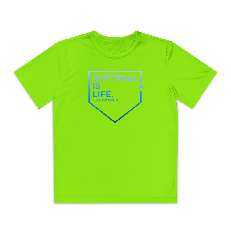 Kids Softball Is Life Dry Fit Tee - Rake Baseball Company - RAKE BASEBALL | BASEBALL T-SHIRT | BASEBALL CLOTHING | GOOD VIBES ONLY