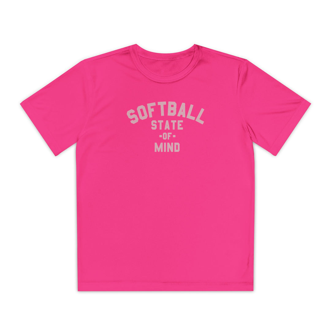 Kids Softball State Of Mind Dry Fit Tee - Rake Baseball Company - RAKE BASEBALL | BASEBALL T-SHIRT | BASEBALL CLOTHING | GOOD VIBES ONLY
