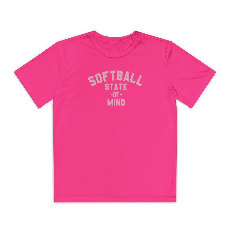 Kids Softball State Of Mind Dry Fit Tee - Rake Baseball Company - RAKE BASEBALL | BASEBALL T-SHIRT | BASEBALL CLOTHING | GOOD VIBES ONLY