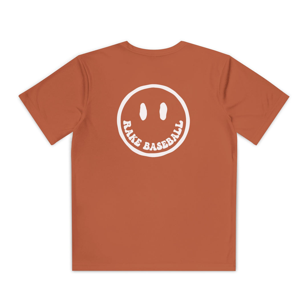 Kids Rake Smile Dry Fit Tee - Rake Baseball Company - RAKE BASEBALL | BASEBALL T-SHIRT | BASEBALL CLOTHING | GOOD VIBES ONLY