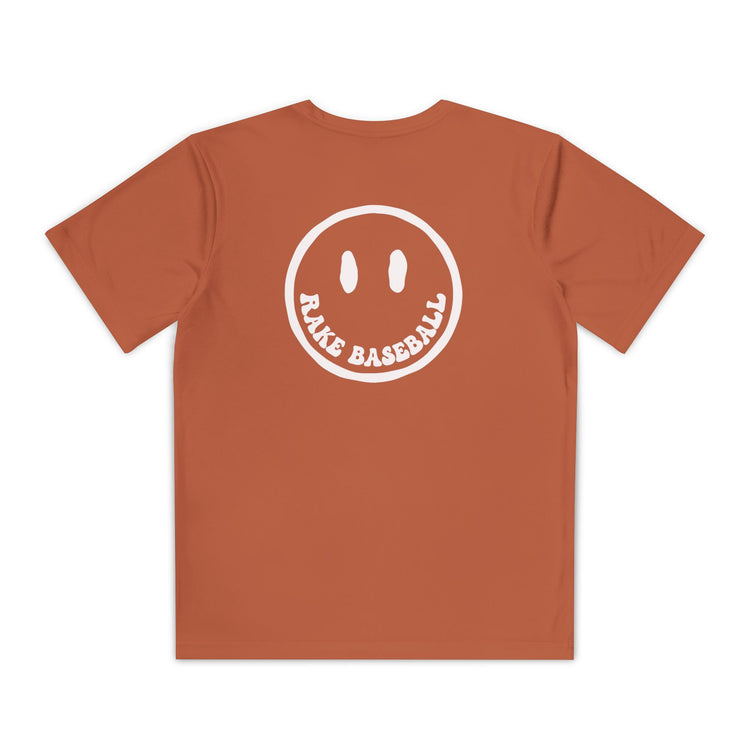 Kids Rake Smile Dry Fit Tee - Rake Baseball Company - RAKE BASEBALL | BASEBALL T-SHIRT | BASEBALL CLOTHING | GOOD VIBES ONLY