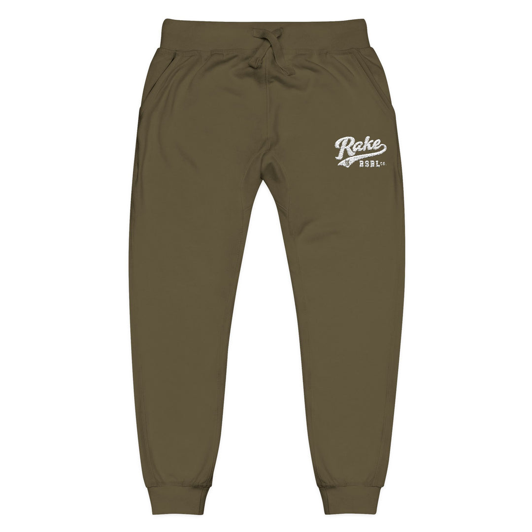 Embroidered 'Bakes Live' Olive Fleece Sweatpants — Cozy Joggers - Rake Baseball Company - RAKE BASEBALL | BASEBALL T-SHIRT | BASEBALL CLOTHING | GOOD VIBES ONLY