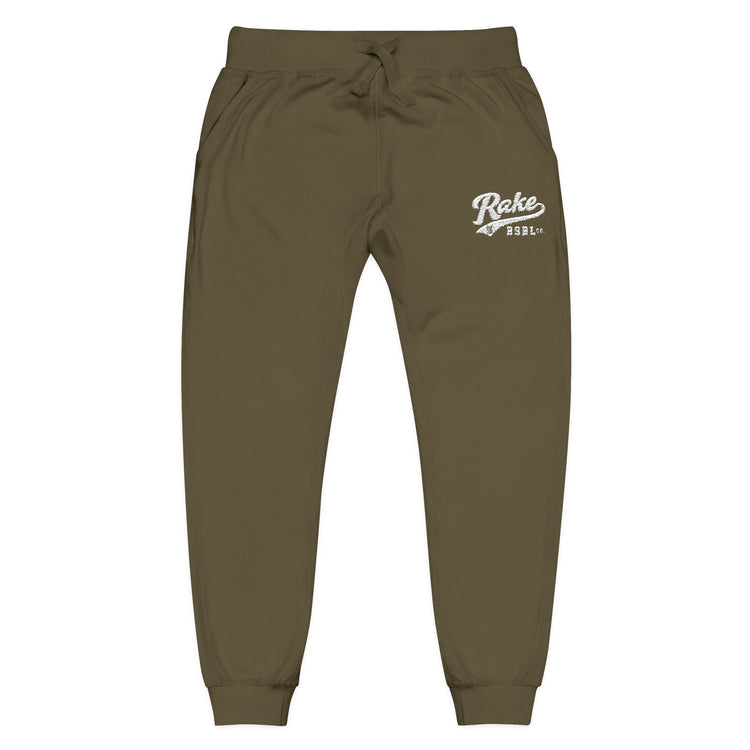 Embroidered 'Bakes Live' Olive Fleece Sweatpants — Cozy Joggers - Rake Baseball Company - RAKE BASEBALL | BASEBALL T-SHIRT | BASEBALL CLOTHING | GOOD VIBES ONLY