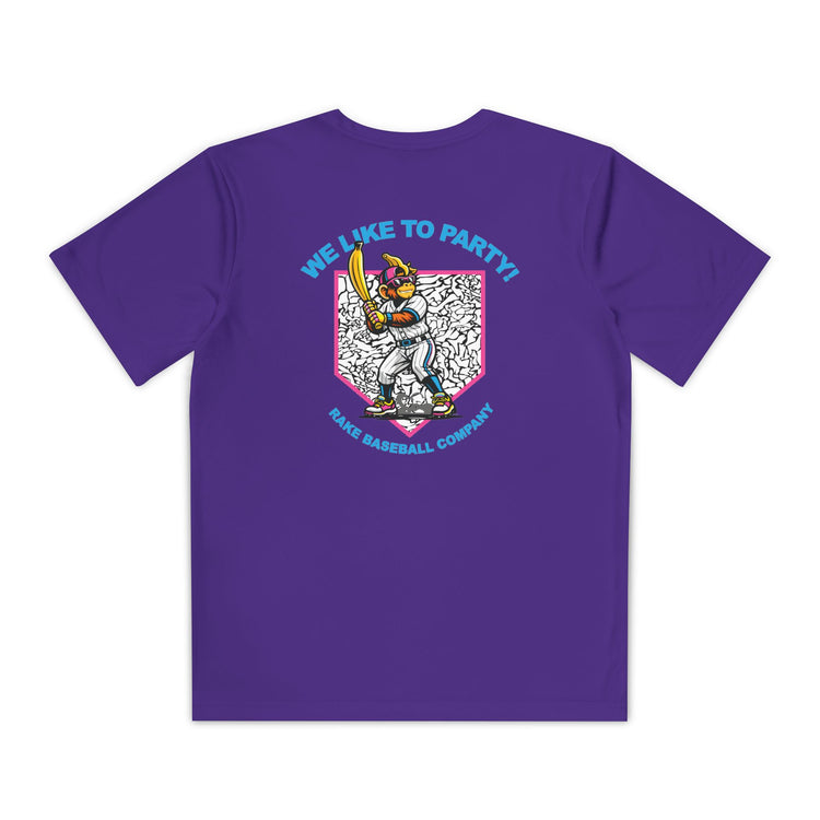 Kids Party Animals Inspired Dry Fit Tee - Rake Baseball Company - RAKE BASEBALL | BASEBALL T-SHIRT | BASEBALL CLOTHING | GOOD VIBES ONLY