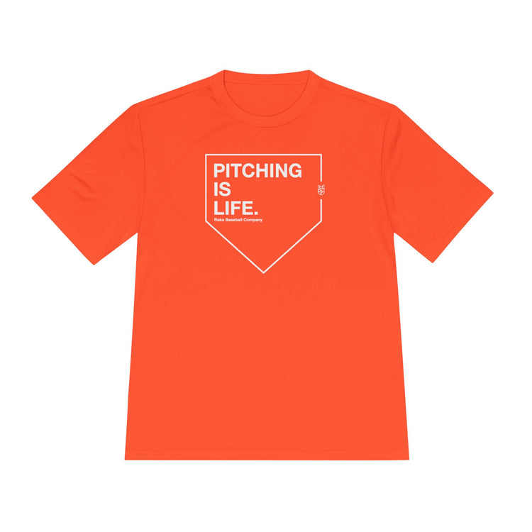 Pitching Is Life Dry Fit Tee - Rake Baseball Company - RAKE BASEBALL | BASEBALL T-SHIRT | BASEBALL CLOTHING | GOOD VIBES ONLY