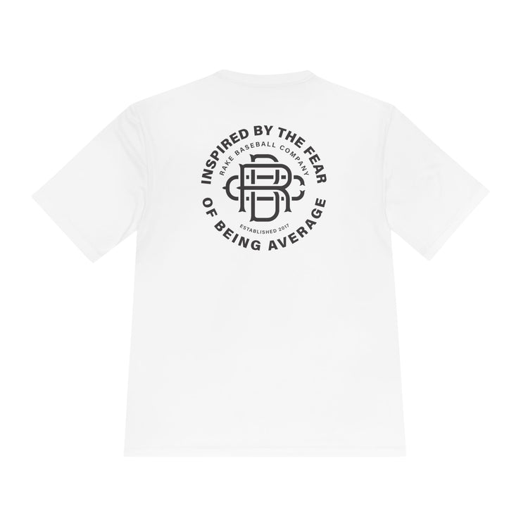 Fear of Being Average Dry Fit Tee - Rake Baseball Company - RAKE BASEBALL | BASEBALL T-SHIRT | BASEBALL CLOTHING | GOOD VIBES ONLY