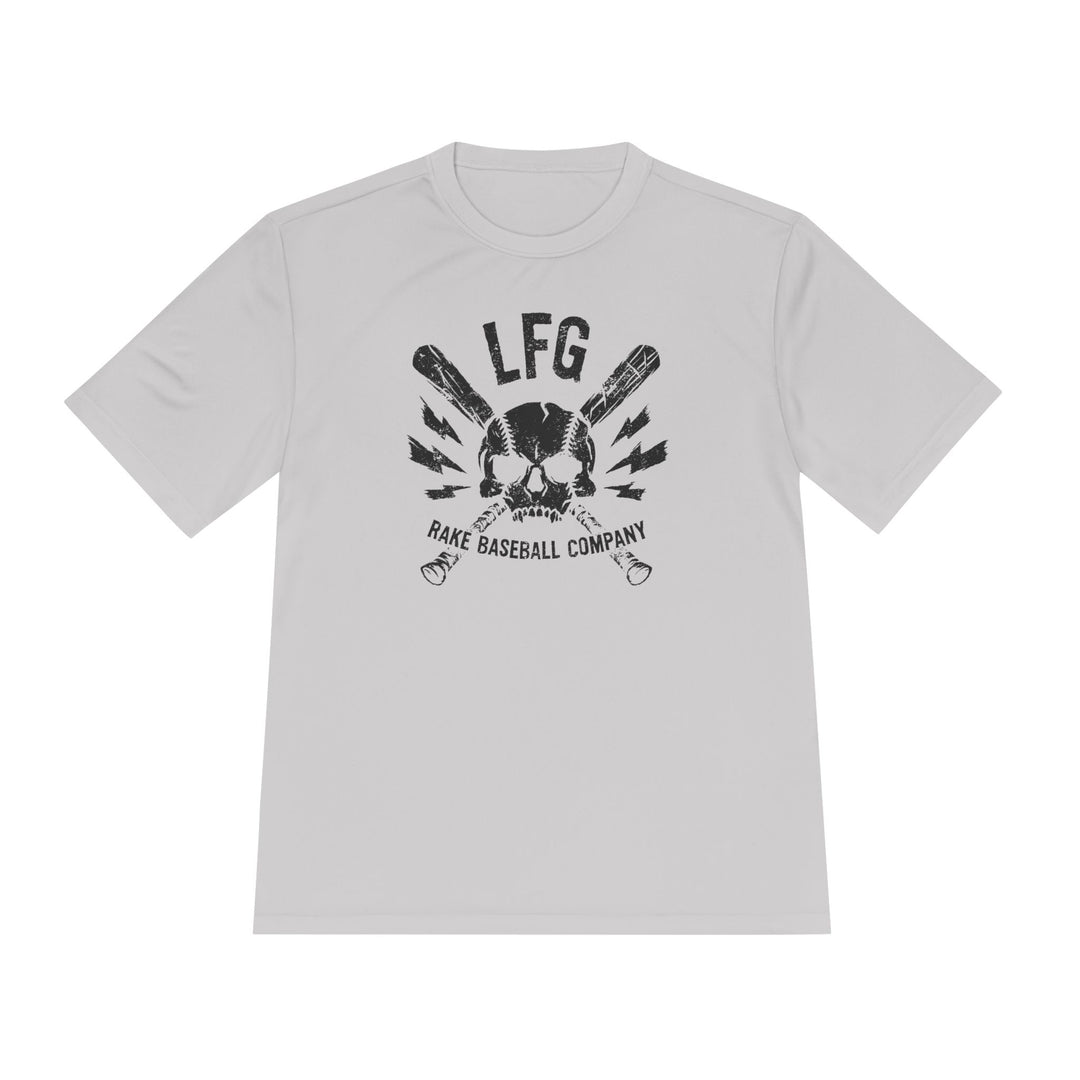 LFG Baseball Skull Dry Fit Tee - Rake Baseball Company - RAKE BASEBALL | BASEBALL T-SHIRT | BASEBALL CLOTHING | GOOD VIBES ONLY