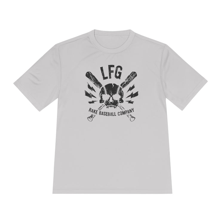 LFG Baseball Skull Dry Fit Tee - Rake Baseball Company - RAKE BASEBALL | BASEBALL T-SHIRT | BASEBALL CLOTHING | GOOD VIBES ONLY