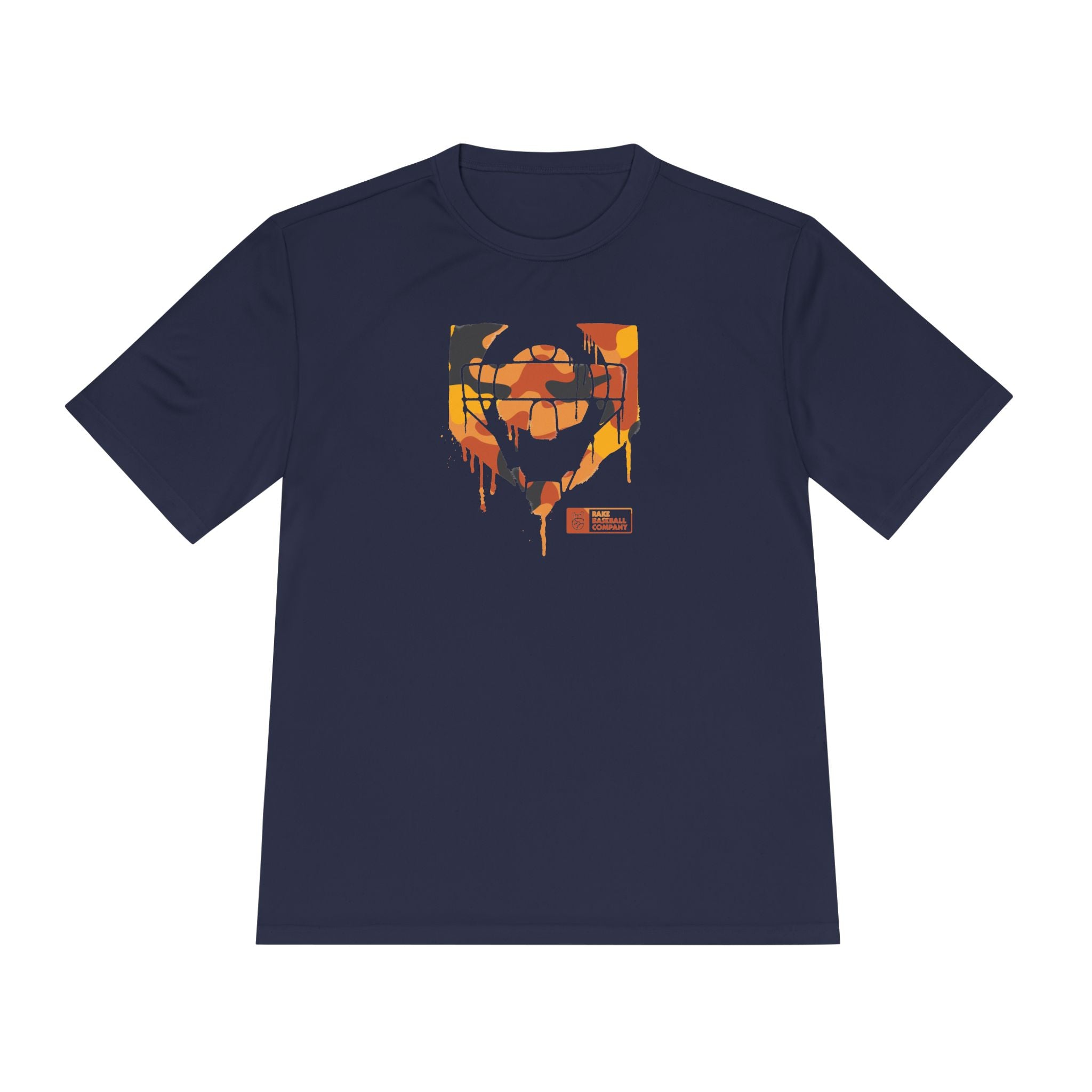 Catcher's Orange Camo Drip Dry Fit Tee - Rake Baseball Company - RAKE BASEBALL | BASEBALL T-SHIRT | BASEBALL CLOTHING | GOOD VIBES ONLY