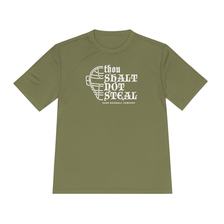 Thou Shalt Not Steal Dry Fit Tee - Rake Baseball Company - RAKE BASEBALL | BASEBALL T-SHIRT | BASEBALL CLOTHING | GOOD VIBES ONLY