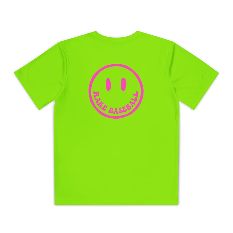 Kids Rake Smile Dry Fit Tee - Rake Baseball Company - RAKE BASEBALL | BASEBALL T-SHIRT | BASEBALL CLOTHING | GOOD VIBES ONLY