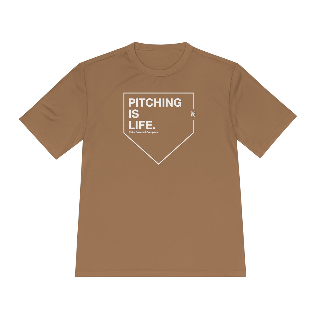 Pitching Is Life Dry Fit Tee - Rake Baseball Company - RAKE BASEBALL | BASEBALL T-SHIRT | BASEBALL CLOTHING | GOOD VIBES ONLY
