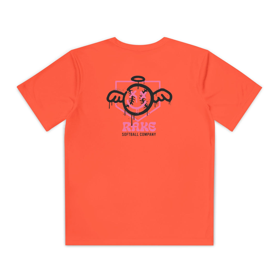 Kids She Angel Drip Softball Dry Fit Tee - Rake Baseball Company - RAKE BASEBALL | BASEBALL T-SHIRT | BASEBALL CLOTHING | GOOD VIBES ONLY