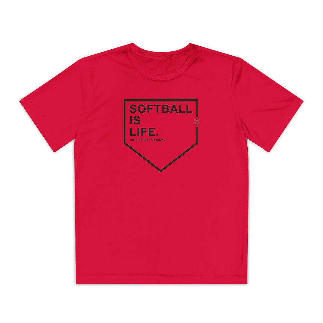 Kids Softball Is Life Dry Fit Tee - Rake Baseball Company - RAKE BASEBALL | BASEBALL T-SHIRT | BASEBALL CLOTHING | GOOD VIBES ONLY