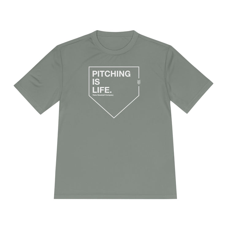 Pitching Is Life Dry Fit Tee - Rake Baseball Company - RAKE BASEBALL | BASEBALL T-SHIRT | BASEBALL CLOTHING | GOOD VIBES ONLY