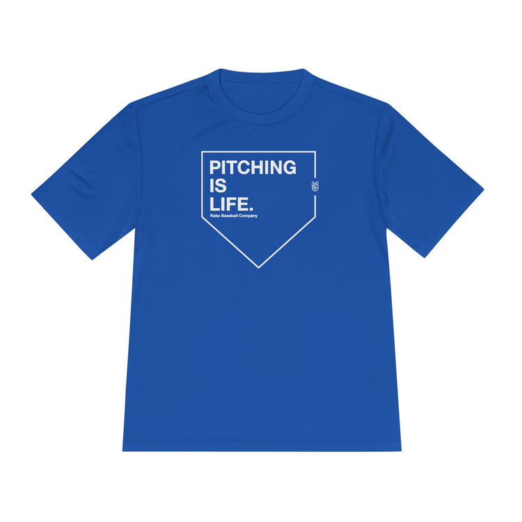 Pitching Is Life Dry Fit Tee - Rake Baseball Company - RAKE BASEBALL | BASEBALL T-SHIRT | BASEBALL CLOTHING | GOOD VIBES ONLY