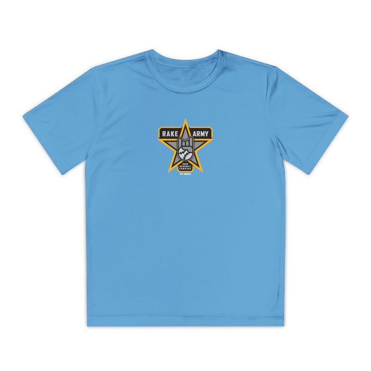 Kids Rake Army Dry Fit Tee - Rake Baseball Company - RAKE BASEBALL | BASEBALL T-SHIRT | BASEBALL CLOTHING | GOOD VIBES ONLY