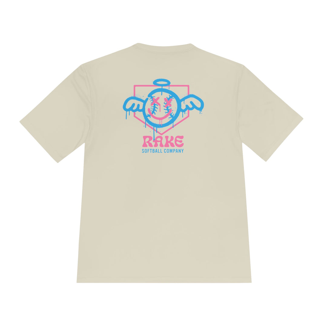 She Angel Drip Softball Dry Fit Tee - Rake Baseball Company - RAKE BASEBALL | BASEBALL T-SHIRT | BASEBALL CLOTHING | GOOD VIBES ONLY