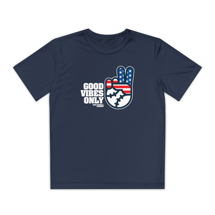 Kids GVO Stars and Stripes Edition Dry Fit Tee - Rake Baseball Company - RAKE BASEBALL | BASEBALL T-SHIRT | BASEBALL CLOTHING | GOOD VIBES ONLY
