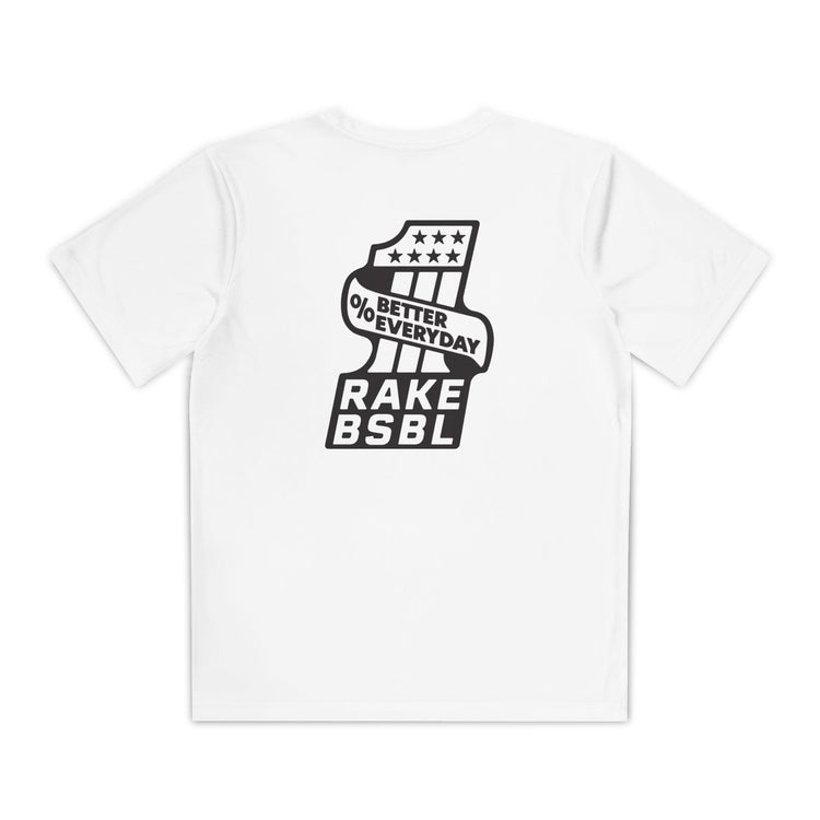 Kids One Percent Better Dry Fit Tee - Rake Baseball Company - RAKE BASEBALL | BASEBALL T-SHIRT | BASEBALL CLOTHING | GOOD VIBES ONLY