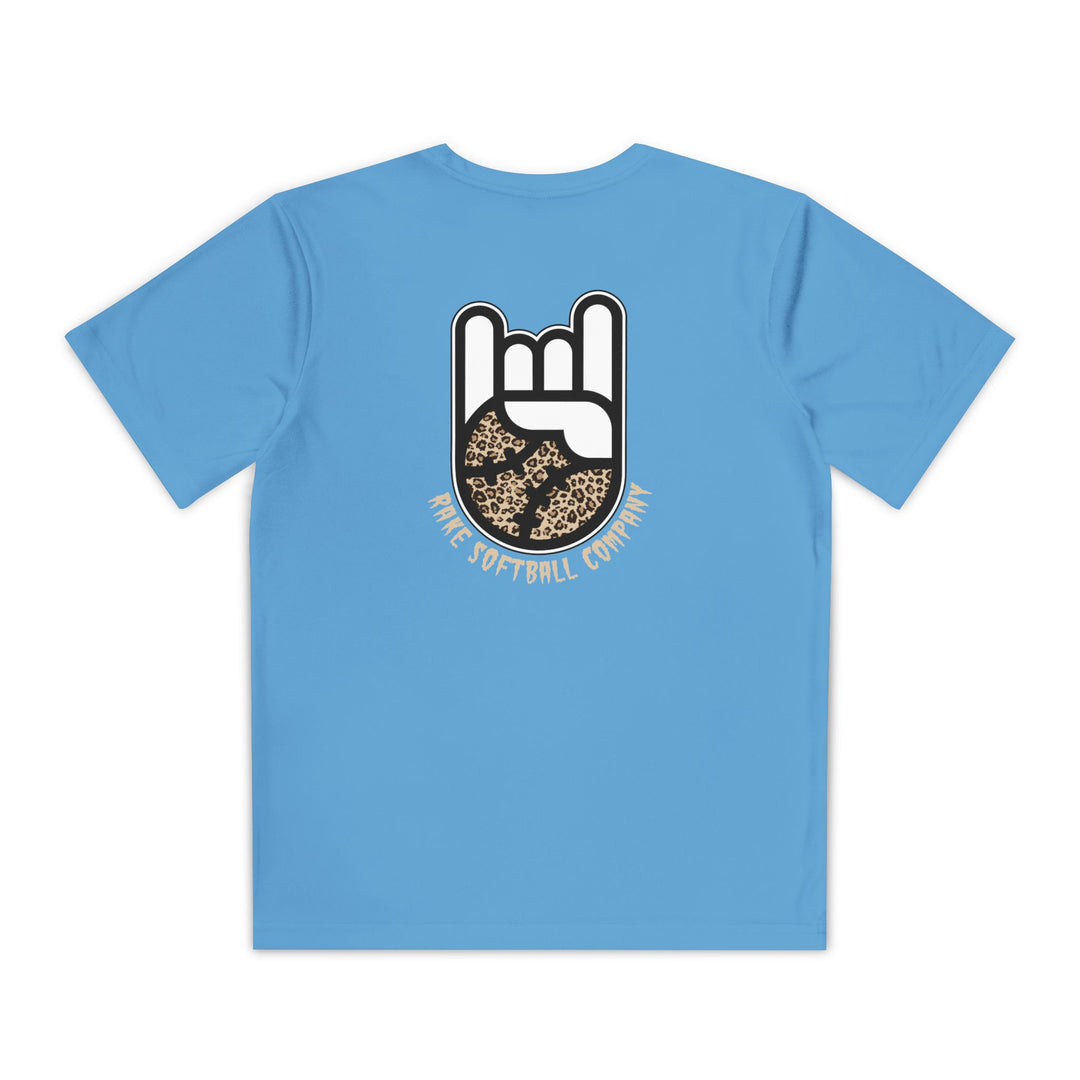 Kids Rake Cheetah Softball Company Dry Fit Tee - Rake Baseball Company - RAKE BASEBALL | BASEBALL T-SHIRT | BASEBALL CLOTHING | GOOD VIBES ONLY