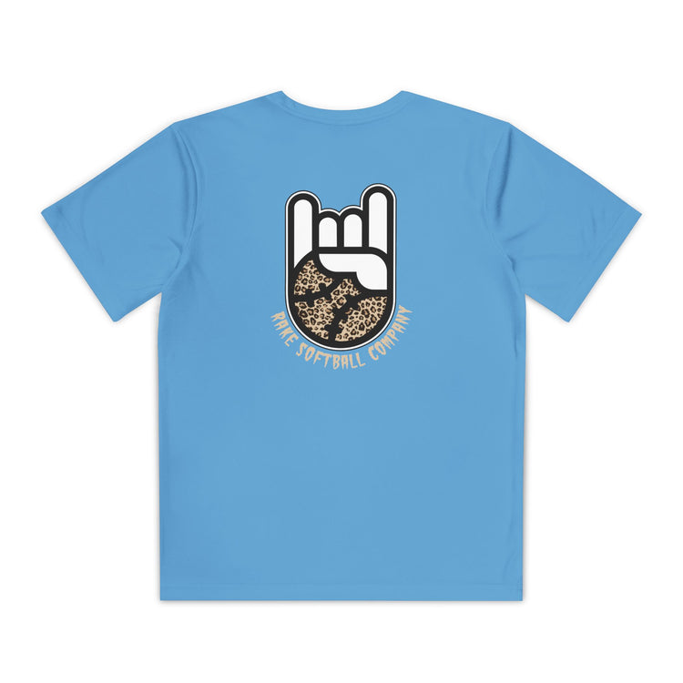 Kids Rake Cheetah Softball Company Dry Fit Tee - Rake Baseball Company - RAKE BASEBALL | BASEBALL T-SHIRT | BASEBALL CLOTHING | GOOD VIBES ONLY