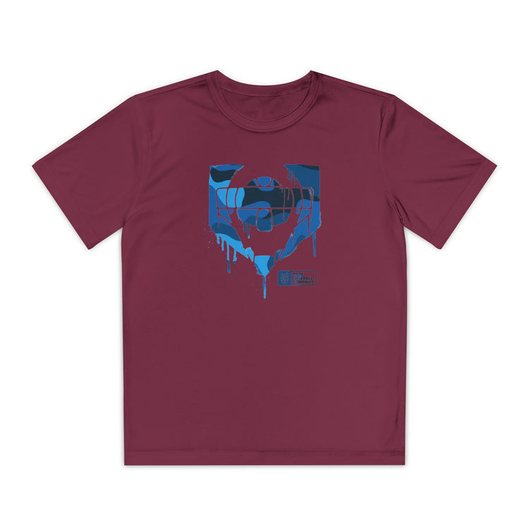 Kids Catcher's Drip Blue Camo Dry Fit Tee - Rake Baseball Company - RAKE BASEBALL | BASEBALL T-SHIRT | BASEBALL CLOTHING | GOOD VIBES ONLY