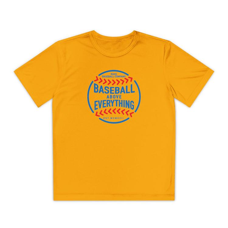 Kids Baseball Above Everything Dry Fit Tee - Rake Baseball Company - RAKE BASEBALL | BASEBALL T-SHIRT | BASEBALL CLOTHING | GOOD VIBES ONLY