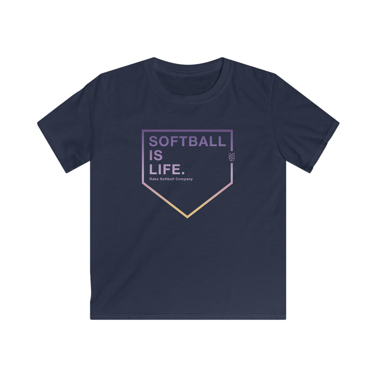 Kids Softball Is Life Tee - Rake Baseball Company - RAKE BASEBALL | BASEBALL T-SHIRT | BASEBALL CLOTHING | GOOD VIBES ONLY