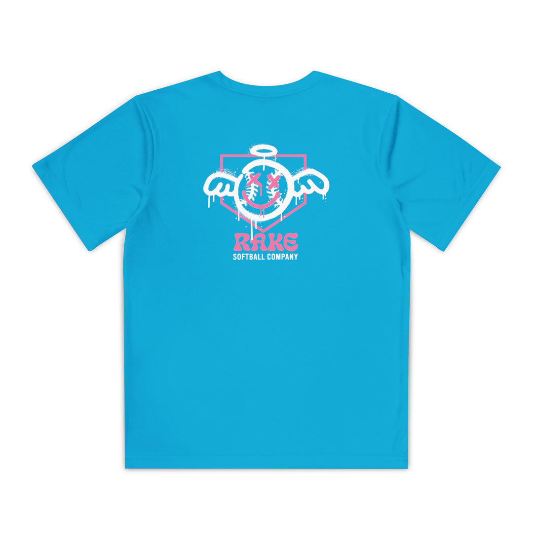 Kids She Angel Drip Softball Dry Fit Tee - Rake Baseball Company - RAKE BASEBALL | BASEBALL T-SHIRT | BASEBALL CLOTHING | GOOD VIBES ONLY