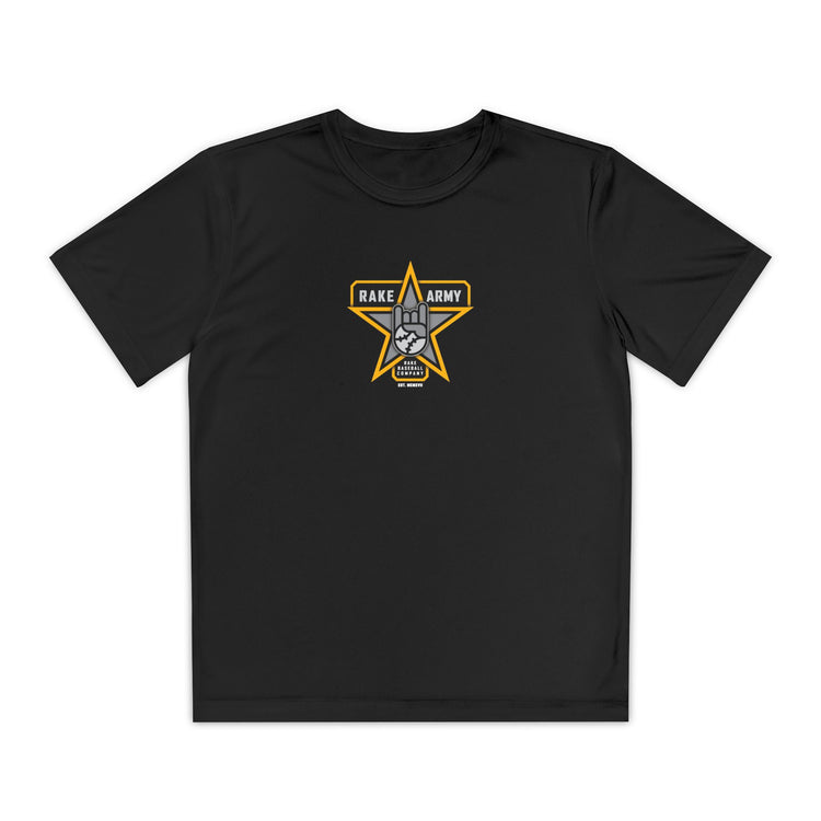 Kids Rake Army Dry Fit Tee - Rake Baseball Company - RAKE BASEBALL | BASEBALL T-SHIRT | BASEBALL CLOTHING | GOOD VIBES ONLY