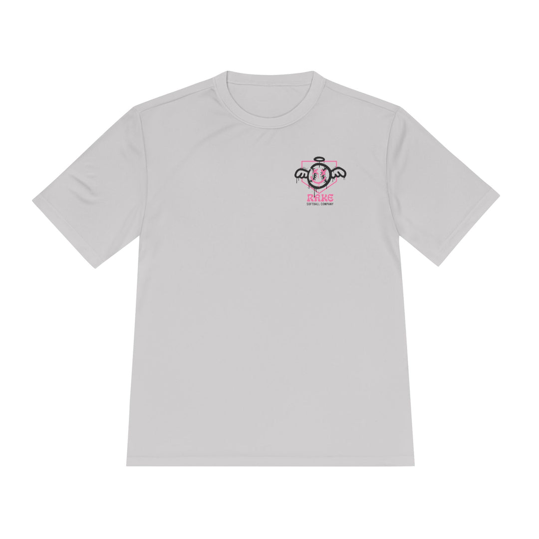 She Angel Drip Softball Dry Fit Tee - Rake Baseball Company - RAKE BASEBALL | BASEBALL T-SHIRT | BASEBALL CLOTHING | GOOD VIBES ONLY