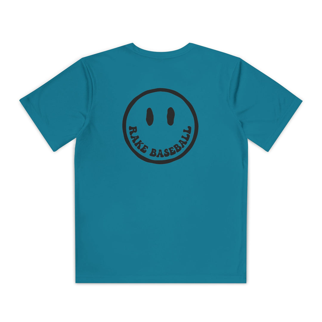 Kids Rake Smile Dry Fit Tee - Rake Baseball Company - RAKE BASEBALL | BASEBALL T-SHIRT | BASEBALL CLOTHING | GOOD VIBES ONLY