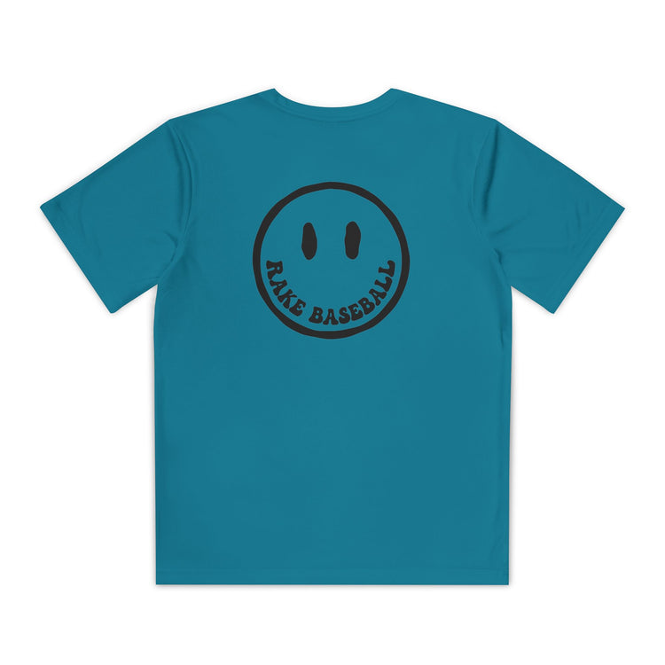 Kids Rake Smile Dry Fit Tee - Rake Baseball Company - RAKE BASEBALL | BASEBALL T-SHIRT | BASEBALL CLOTHING | GOOD VIBES ONLY