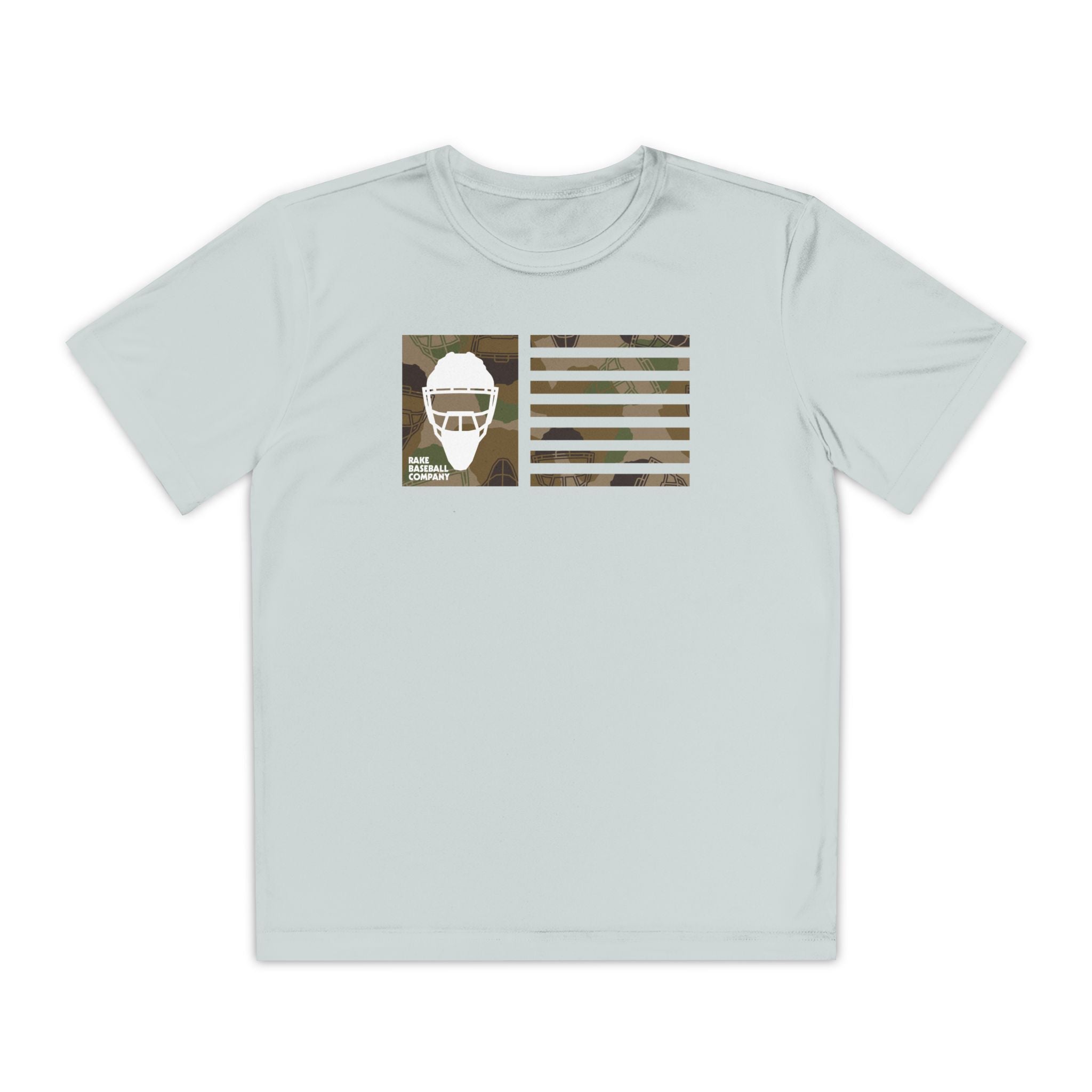 Kids Camo Hockey Mask Flag Dry Fit Tee - Rake Baseball Company - RAKE BASEBALL | BASEBALL T-SHIRT | BASEBALL CLOTHING | GOOD VIBES ONLY