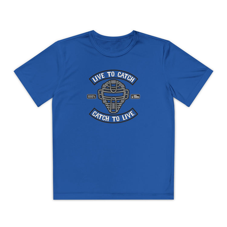 Kids Live To Catch Dry Fit Tee - Rake Baseball Company - RAKE BASEBALL | BASEBALL T-SHIRT | BASEBALL CLOTHING | GOOD VIBES ONLY